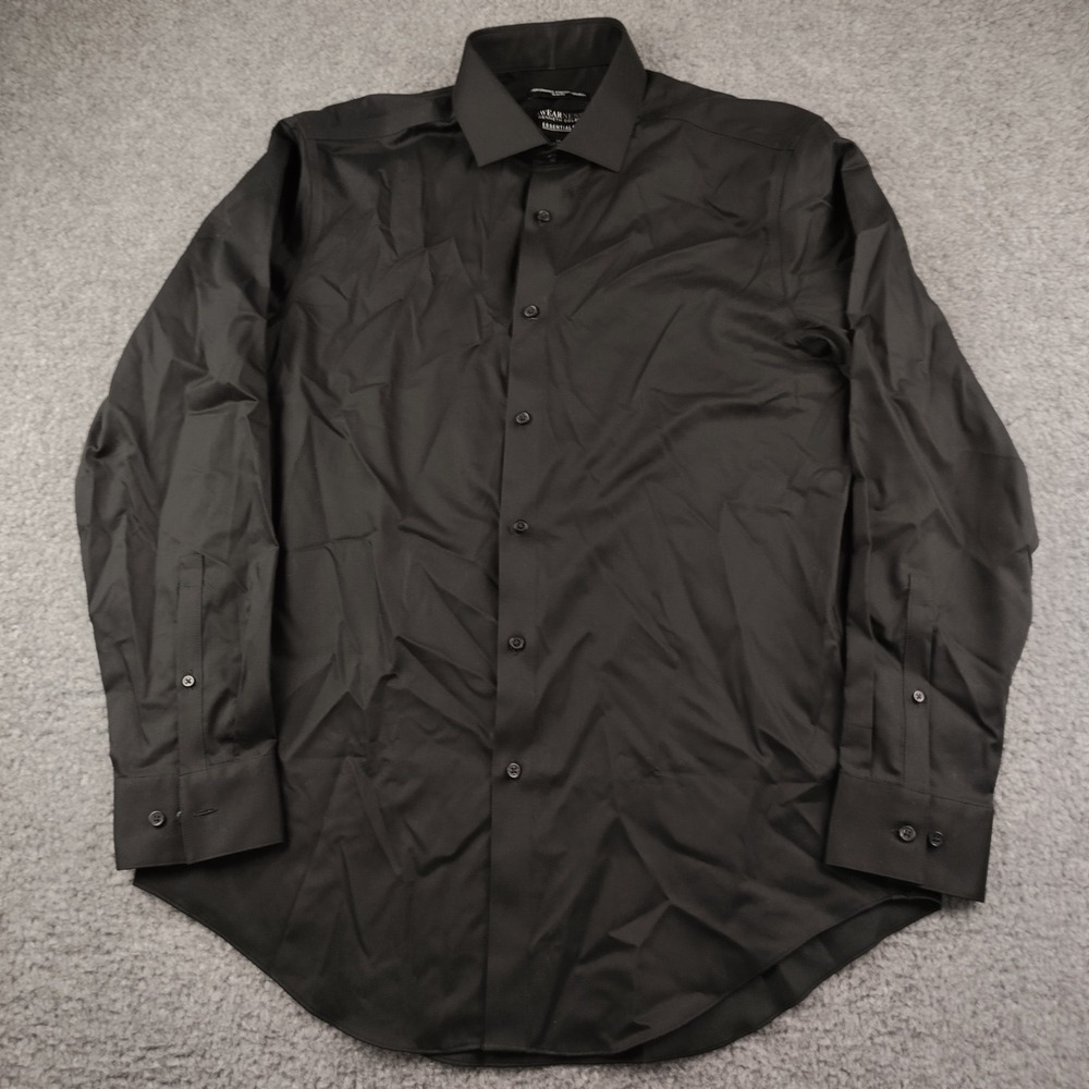Kenneth Cole Shirt Mens Large 16 32/33 Awearness Slim Fit Black Performance EUC